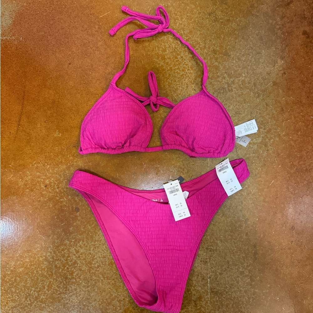 Abercrombie & Fitch Pink Swim Bikini Size Large